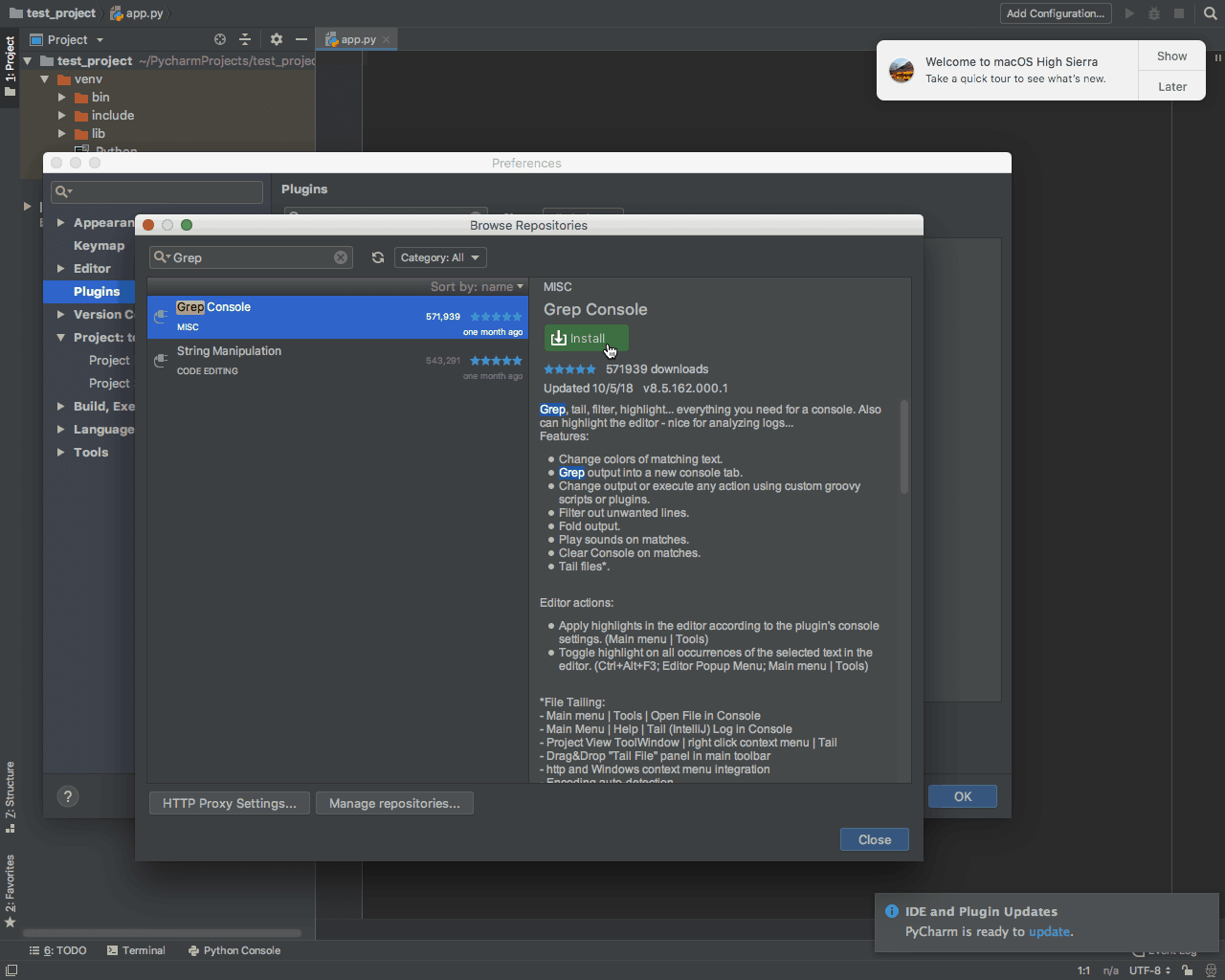 Как переключаться между проектами в pycharm