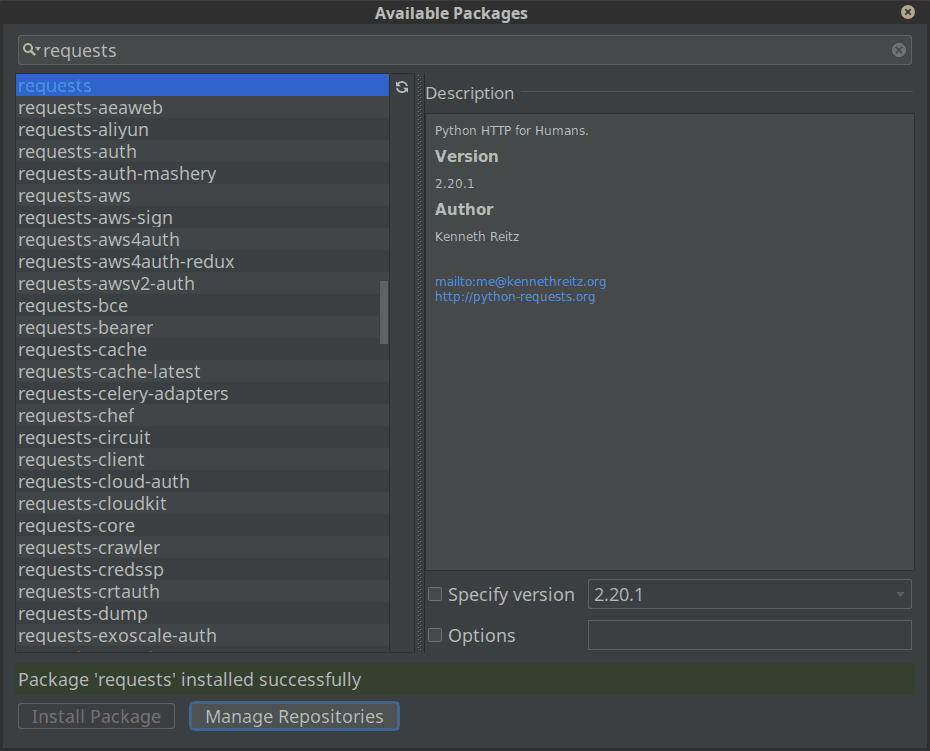 pycharm install packages