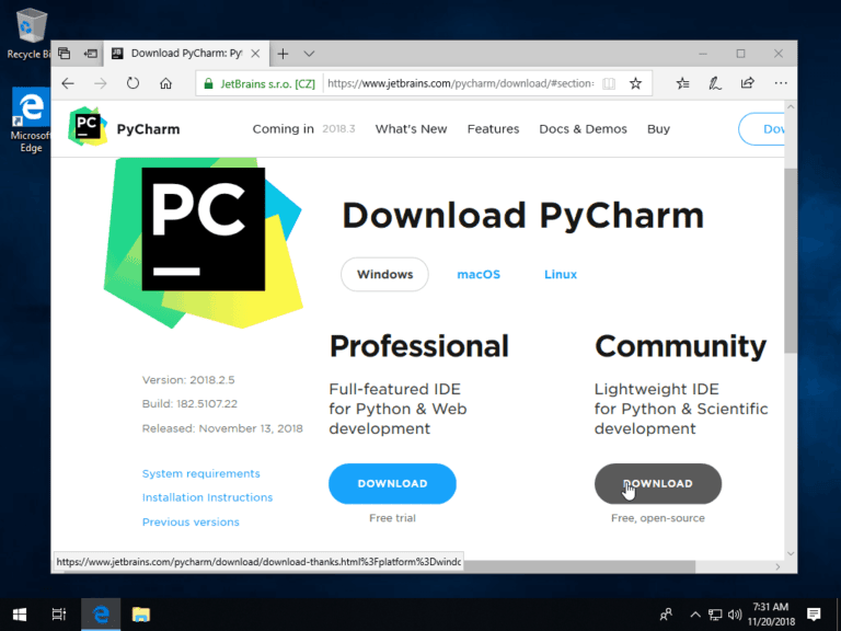 setting up pycharm community youtube