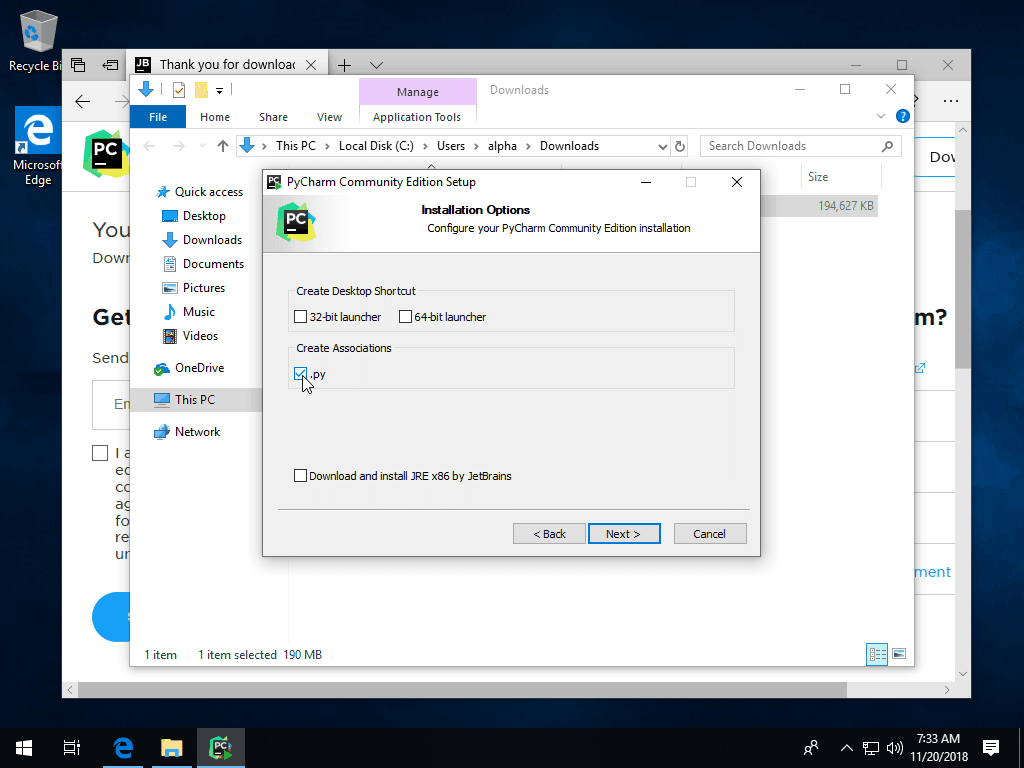 installer pycharm windows